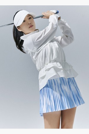 [데상트골프] 여성 하이넥 중기장 홑겹 점퍼  DR21WFBL45_WHITE-a