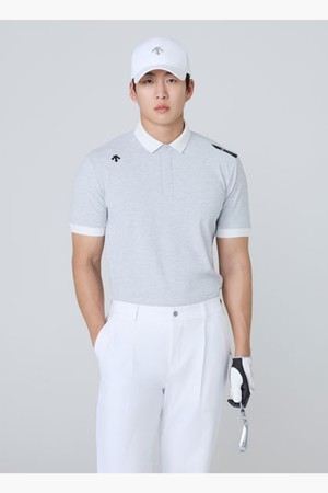 [데상트골프] 남성 린넨라이크 카라 반팔 티셔츠  DR22MFTS4T_GREY-a