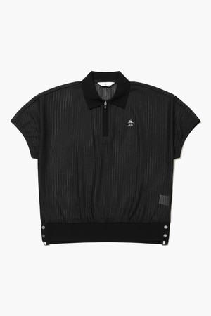 [먼싱웨어] 여성 메쉬 커버업 반팔 티셔츠 블랙 MR222LTS52_BLACK-a