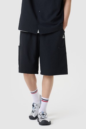 유니 시어서커 버뮤다 숏팬츠 - 블랙 QR223LHP63
