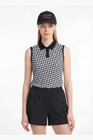 여성 패턴 슬리브리스 블랙 MR222PST41