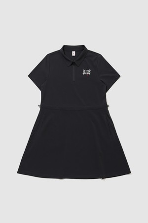 여성 시어서커 원피스 - 블랙 QR222OOP62