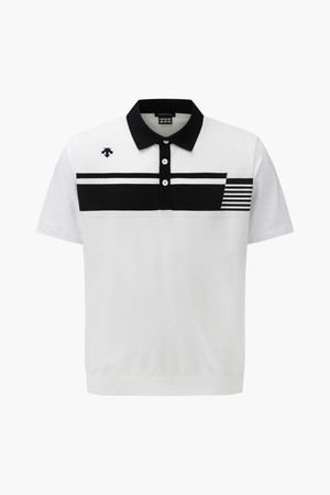 [데상트골프] 남성 스트라이프 카라 반팔 스웨터  DR32MFKP71_NAVY-a