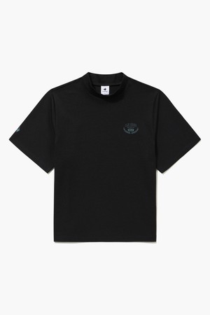 여성 레터링 포인트 모크넥 반팔 티셔츠 _BLCK GR322LTS83_BLACK-a