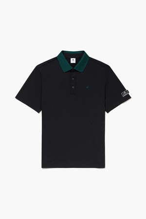 [COQ TAB] 남성 레터링 카라 반팔 티셔츠 _BLCK GR321MTS84_BLACK-a