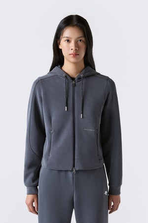 여성 모달 플로우 후드형 트레이닝 자켓 차콜 그레이 SR322PFT81