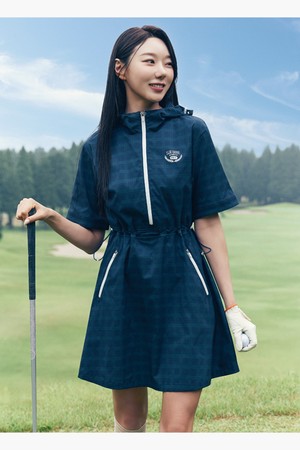 여성 우븐 클래식 체크 반팔 원피스 _NAVY GR322LOP81_NAVY-a
