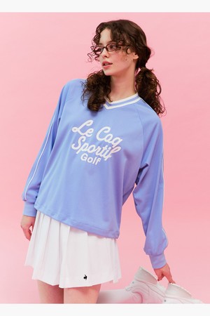 여성 메쉬 브이넥 래글런 긴팔 티셔츠 _LBLU GR322LRL81_BLUE-a