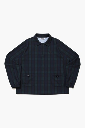 [먼싱웨어] 여성 타탄체크 패턴 우븐 티셔츠 다크네이비 MR322PTL91_NAVY-a