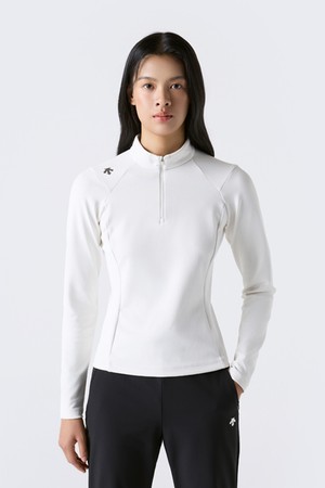 여성 약기모 하프집 슬림핏 긴팔 티셔츠 아이보리 SR322PTL83