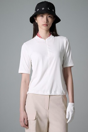 여성 하이넥 반집업 티셔츠 - 아이보리_IVORY-a