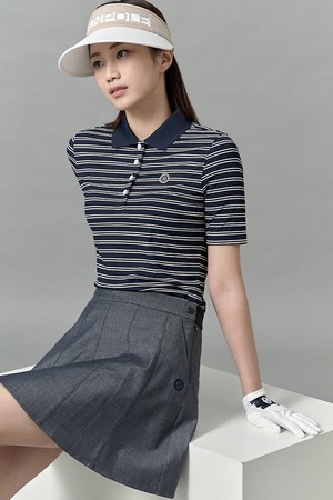 여성 스트라이프 반팔 티셔츠 - 네이비_NAVY-a