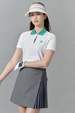 여성 사이드배색 반팔 티셔츠 - 아이보리_IVORY-a