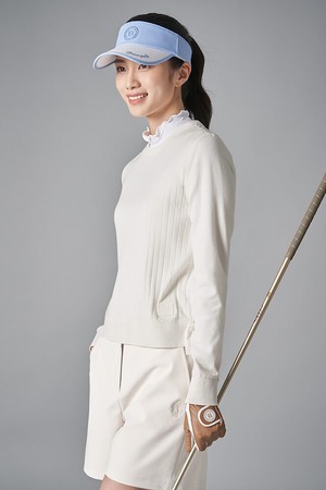 여성 우븐믹스 라운드넥 풀오버 - 아이보리_IVORY-a