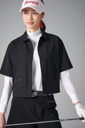여성 여름 칼라 반소매 재킷 - 블랙_BLACK-a