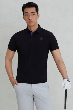남성 골프패턴 반소매 칼라 티셔츠 - 블랙_BLACK-a