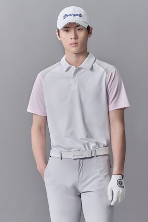 남성 칼라 배색 하이브리드 티셔츠 - 화이트_WHITE-a