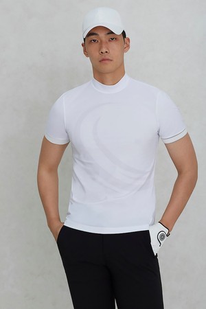 남성 모크넥 냉감 티셔츠 - 화이트_WHITE-a