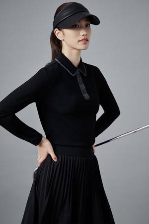 여성 헤리티지 피케 티셔츠 - 블랙_BLACK-a