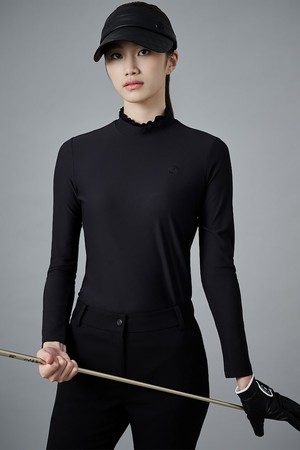 여성 넥셔링 긴팔 티셔츠 - 블랙_BLACK-a