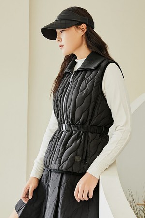 여성 커브 퀼팅 패딩 베스트 - 블랙_BLACK-a