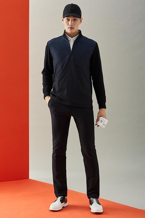 남성 하이브리드 반집업 티셔츠 - 애쉬_GREY-a