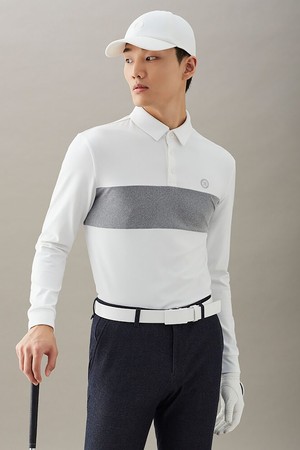 남성 기모 컬러블럭 티셔츠 - 화이트_WHITE-a