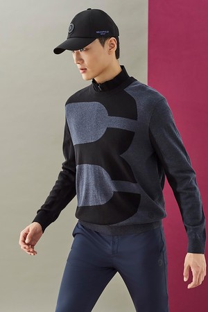 남성 레터링 라운드넥 풀오버 - 애쉬_GREY-a