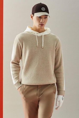 남성 후디 니트 풀오버 - 베이지_BEIGE-a