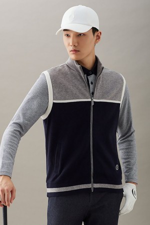 남성 풀집업 니트 베스트 - 네이비_NAVY-a