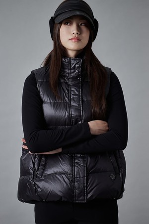 여성 A라인 중힙 다운 베스트 - 블랙_BLACK-a