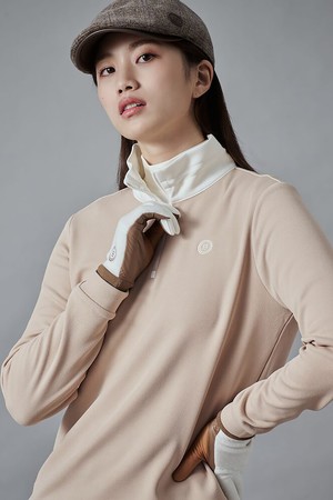 여성 그래픽 포인트 블루종핏 티셔츠 - 베이지_BEIGE-a