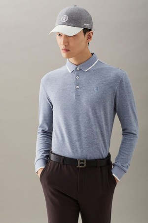 남성 기모 칼라 티셔츠 - 스카이 블루_BLUE-a