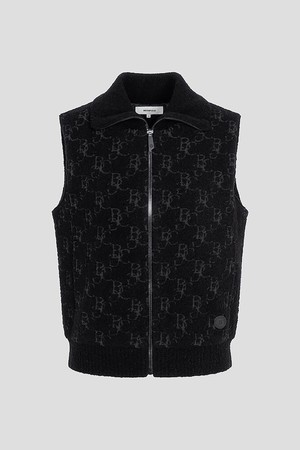 여성 자카드 방풍 풀집 베스트 - 블랙_BLACK-a