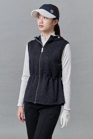 여성 패턴 엠보 기모 베스트 - 블랙_BLACK-a