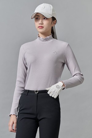 여성 하이넥 티셔츠 - 라이트 그레이_GREY-a