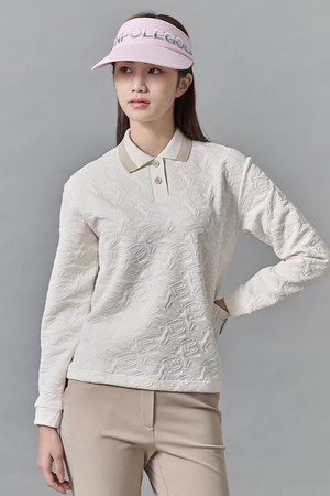 여성 자카드 긴팔 티셔츠 - 아이보리_IVORY-a