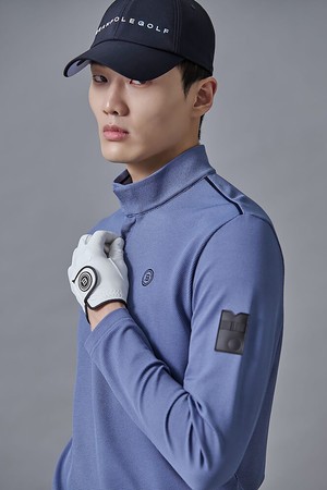 남성 하이넥 긴팔 티셔츠 - 블루_BLUE-a
