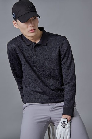 남성 로고엠보 긴팔 티셔츠 - 블랙_BLACK-a
