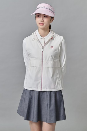 여성 봄 경량 후드 베스트 - 화이트_WHITE-a