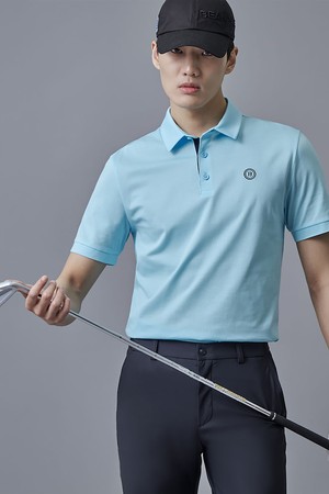 남성 투톤피케 반팔 티셔츠 - 스카이 블루_BLUE-a