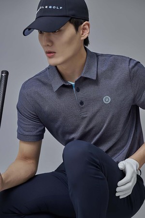 남성 투톤피케 반팔 티셔츠 - 네이비_NAVY-a