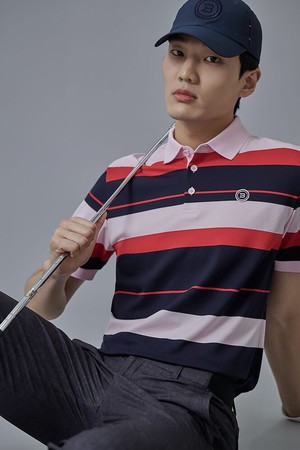 남성 선염 블록 반팔 티셔츠 - 네이비_NAVY-a