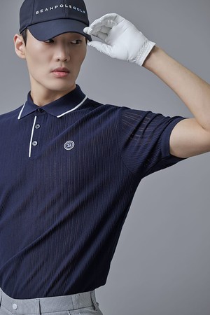 남성 조직감 니트 반팔 풀오버 - 네이비_NAVY-a