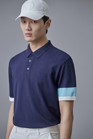 남성 니트 반팔 풀오버 - 네이비_NAVY-a