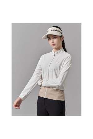 여성 트리코트 집업 티셔츠 - 화이트_WHITE-a