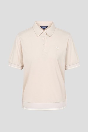 여성 서커 티핑 포인트 반팔 티셔츠 - 베이지_BEIGE-a