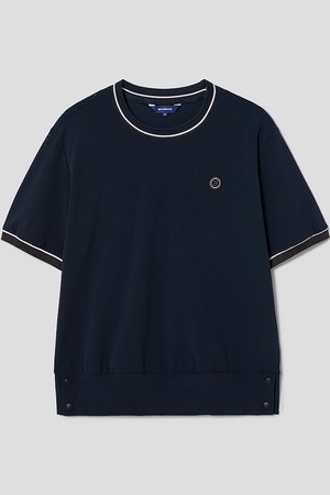 여성 타공믹스 라운드넥 반팔 티셔츠 - 네이비_NAVY-a