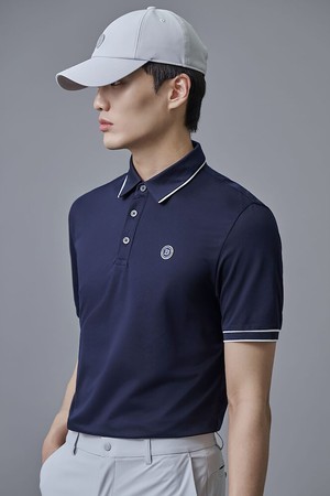 남성 피케 반팔 티셔츠 - 네이비_NAVY-a