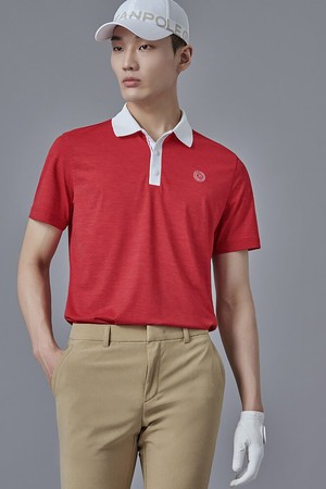 남성 피케 반팔 티셔츠 - 레드_RED-a